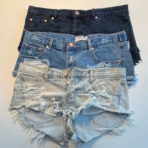 Lot of 3 - One Teaspoon Denim Shorts - Black, Blue, and Gray